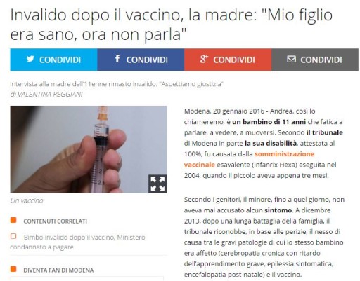 notizie antivacciniste