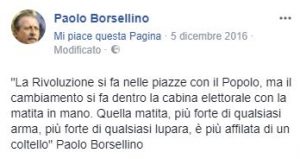 la pagina social dedicata a Paolo Borsellino - oltre 650mila follower